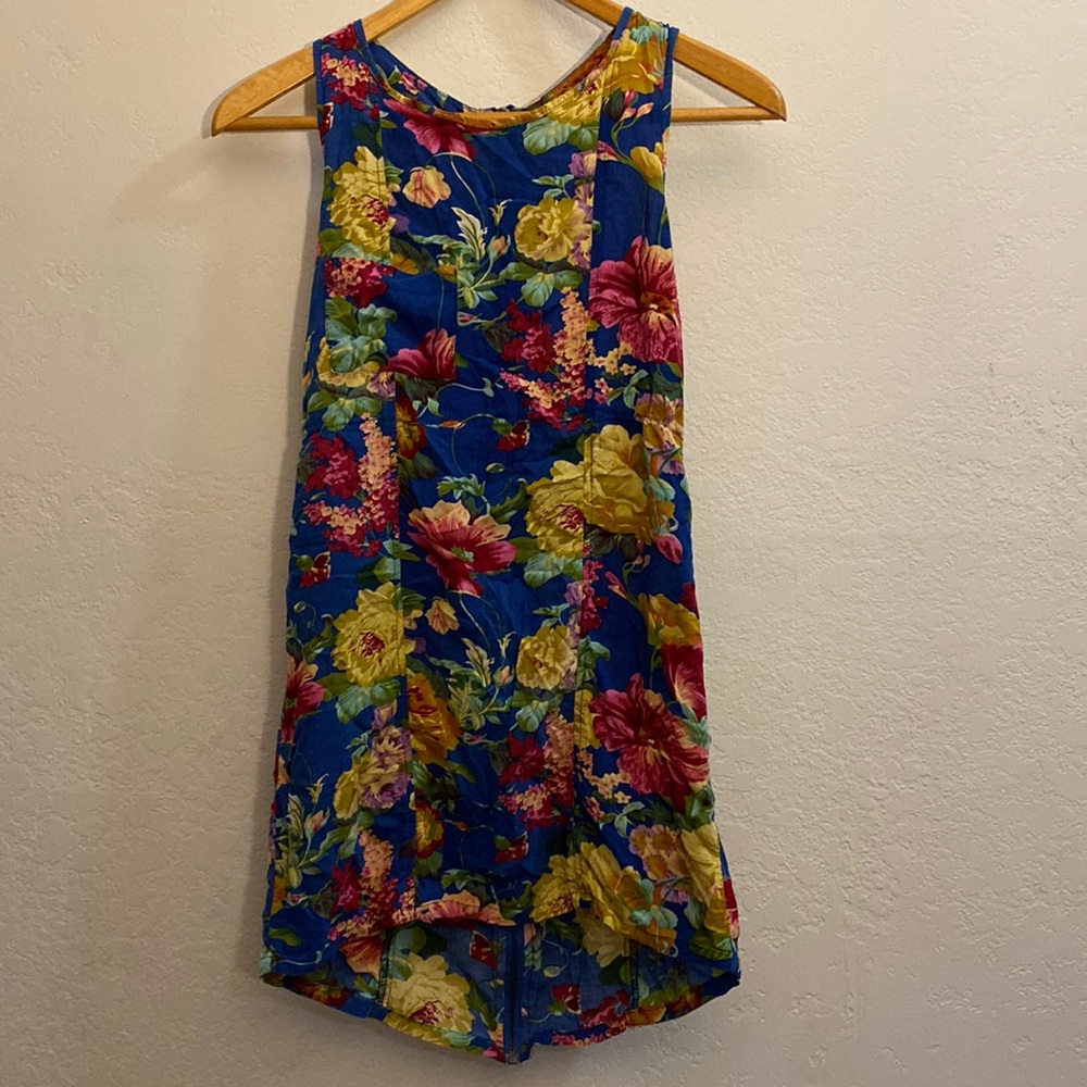 Beautiful Vintage Floral Zipper Dress Top